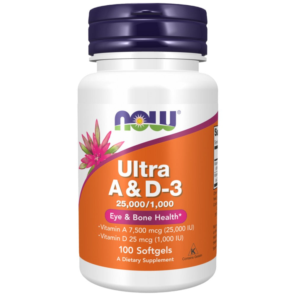 Ultra A & D-3 | Vitamin A 25,000 & Vitamin D 1000 IU - 100 Gel capsules