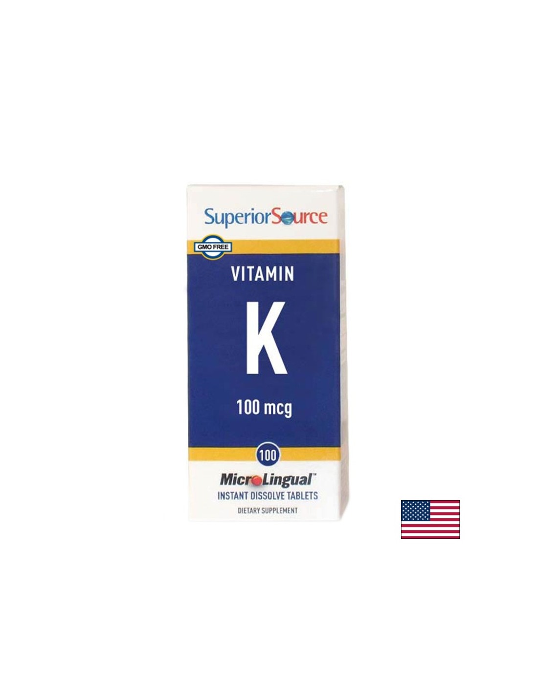 Vitamin K1 - Bones and Cardiovascular System, 100 µg x 100 Sublingual Tablets Superior Source