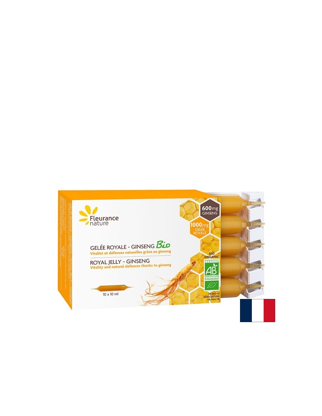 Inmunidad y energía - Royal Jelly + Asian Ginseng Bio, 10 ampolas bebidas