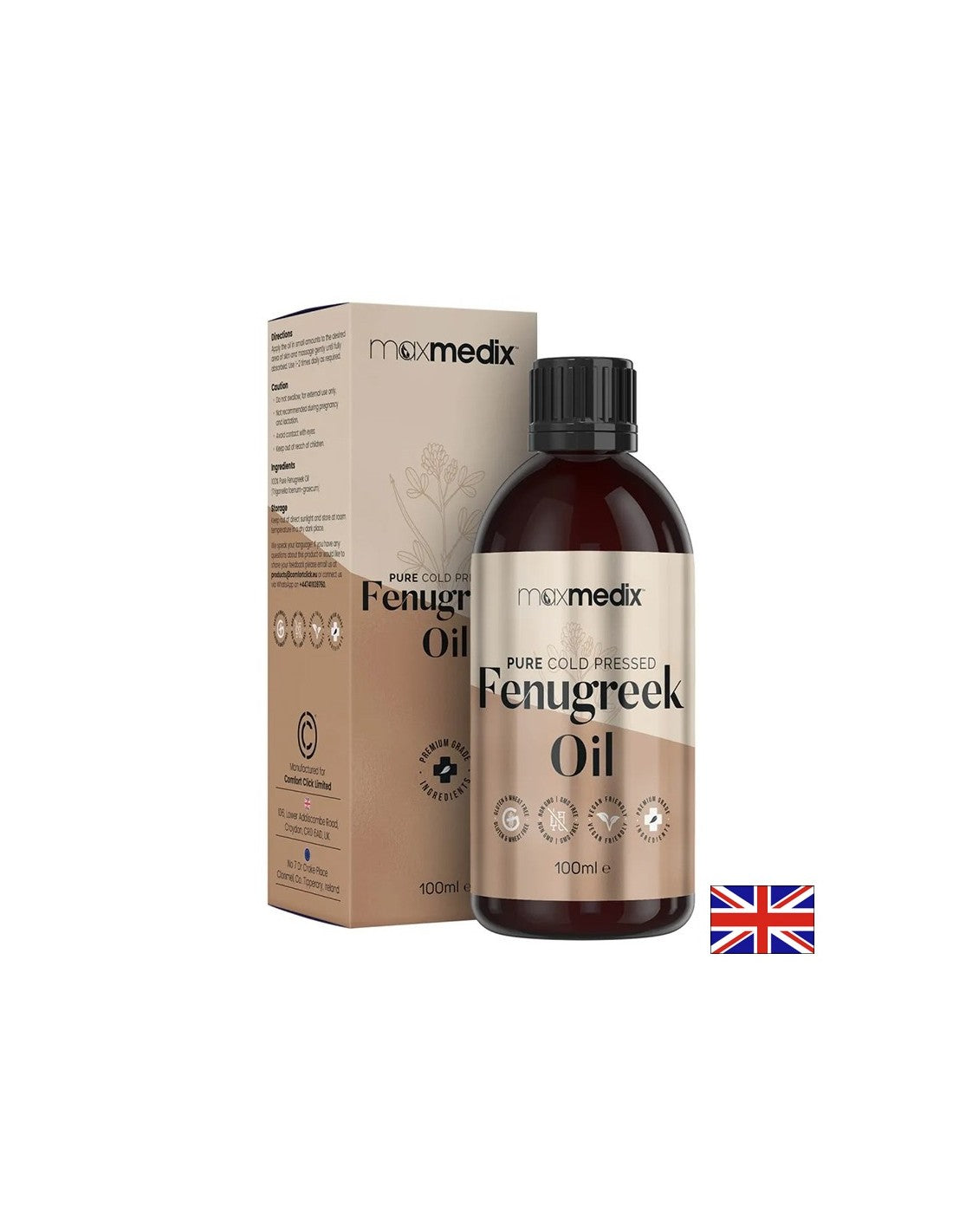 100% natuurlijke koud geperste fenegriekolie (zaden), 100 ml