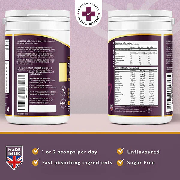 100% kalfsvlees collageenpoeder 20000 mg Peptan® - 500 g (25/50 doses)