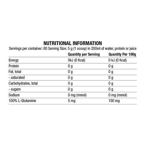 100% L -gliutamino milteliai - 400 gramų