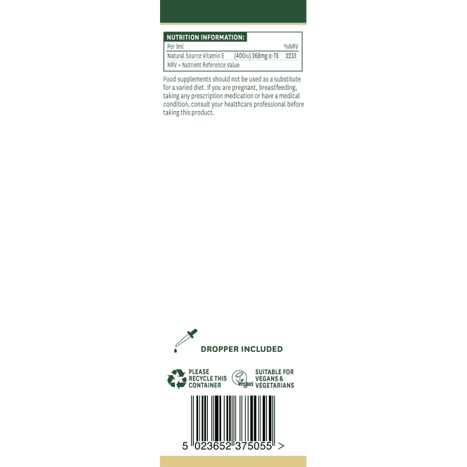 Naturalny ciecz witaminy E (100% naturalny olej z witaminą E) 20 000IU 50 ml Natureaid