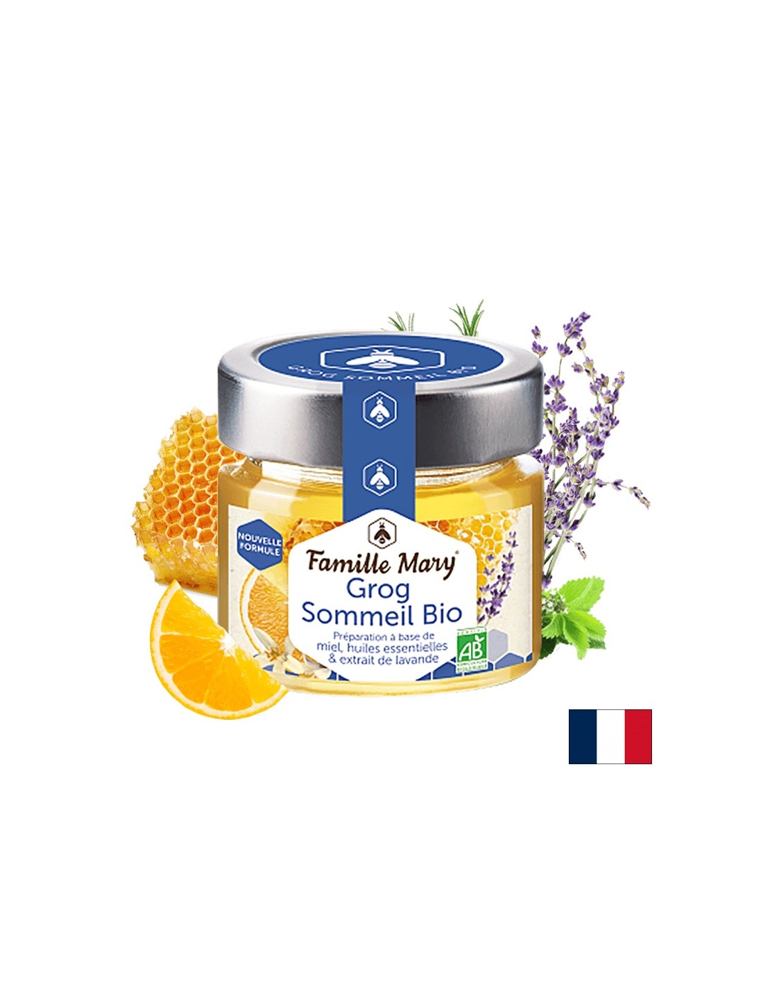 Grog con miel con aceites esenciales y extracto de lavanda orgánico, 100 g