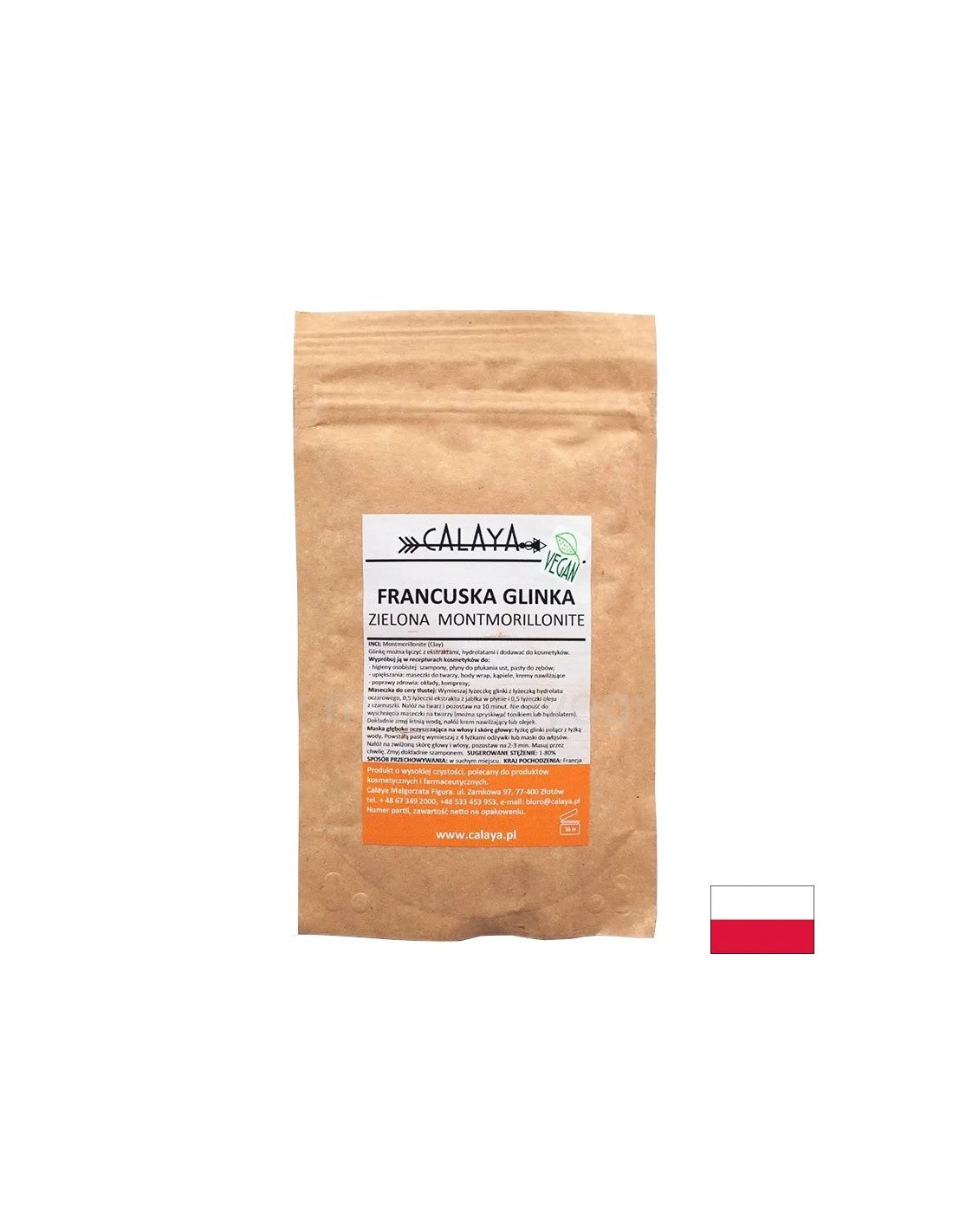 Arcilla verde montmorillonita, 100 g de polvo