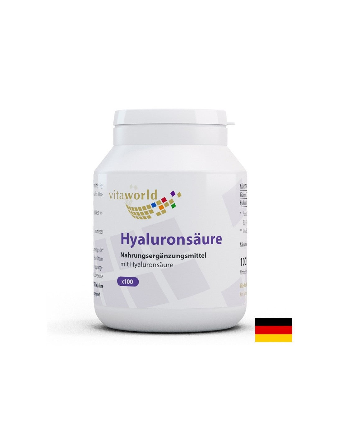 Hermoso cabello y piel - ácido hialurónico, 100 mg + vitamina C, 100 cápsulas