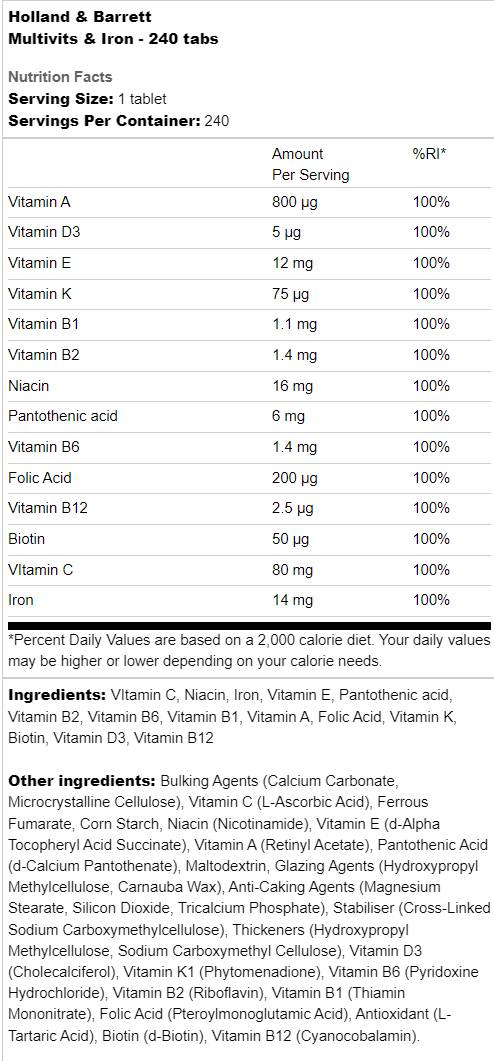 Multivits & Iron - 240 Tablets
