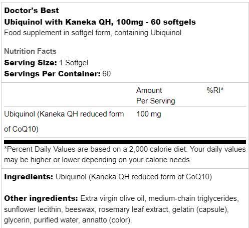 BEST Ubiquinol Kaneka QH 50 mg - 90 Gel capsules