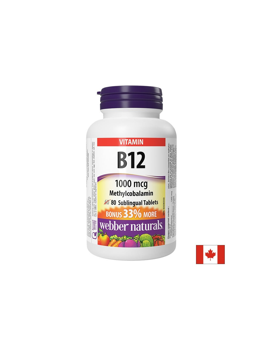 Nervous System and Energy - Vitamin B12 (methylcobalamin), 1000 µg x 80 sublingual tablets