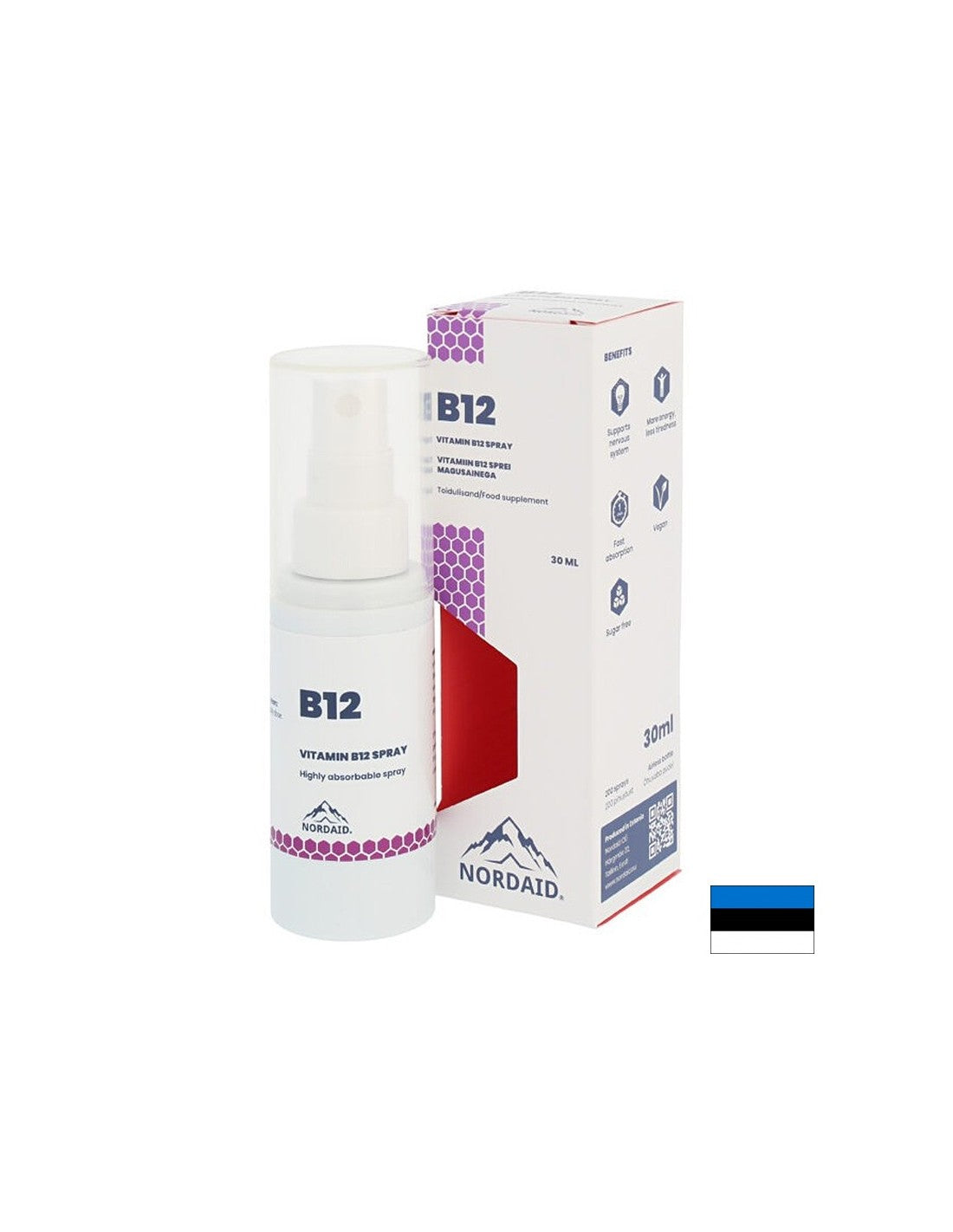 Nervous system - Vitamin B12 (methylcobalamin), mint flavored spray 30 ml/ 200 sprays Nordaid