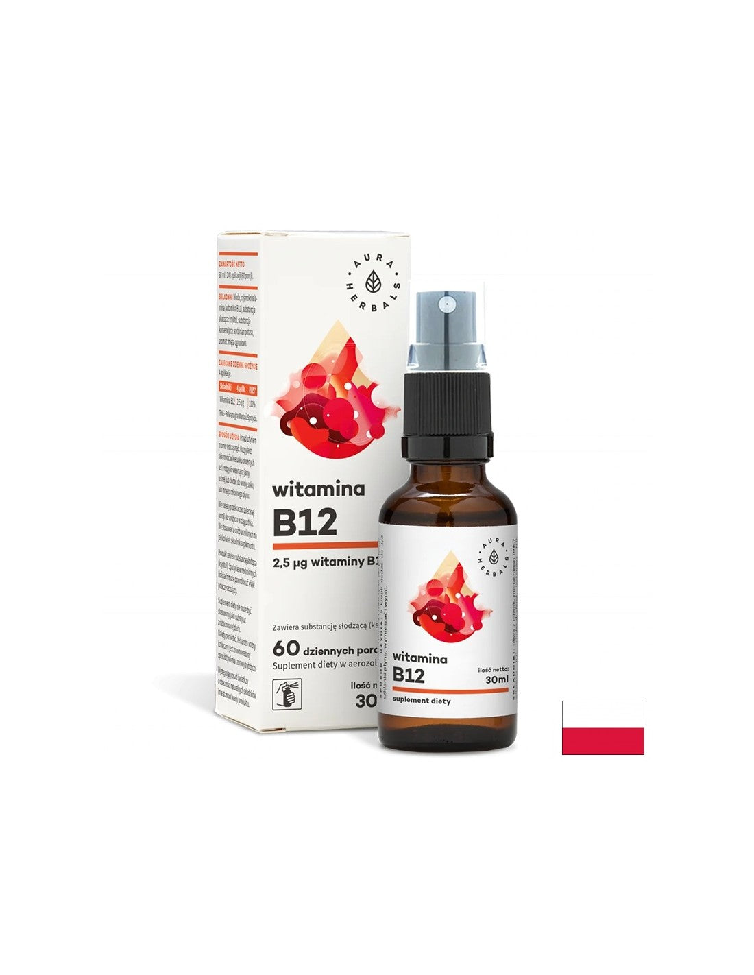 Sistema nervioso - Vitamina B12 (cianocobalamina), spray oral 30 ml <tc>Aura Herbals</tc>