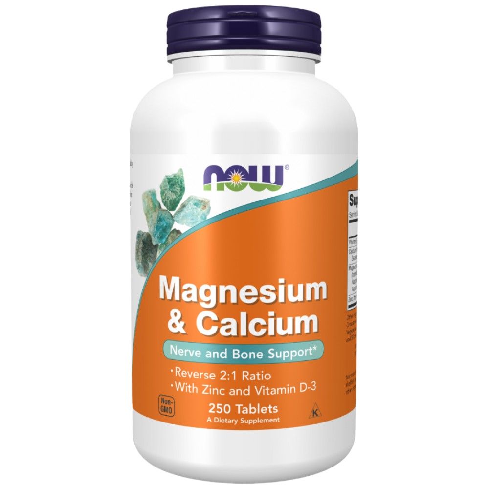 Magnesium & Calcium | with Vitamin D3 & L-OptiZinc - 250 Tablets