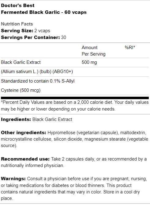 BEST Fermented Black Garlic - 60 capsules