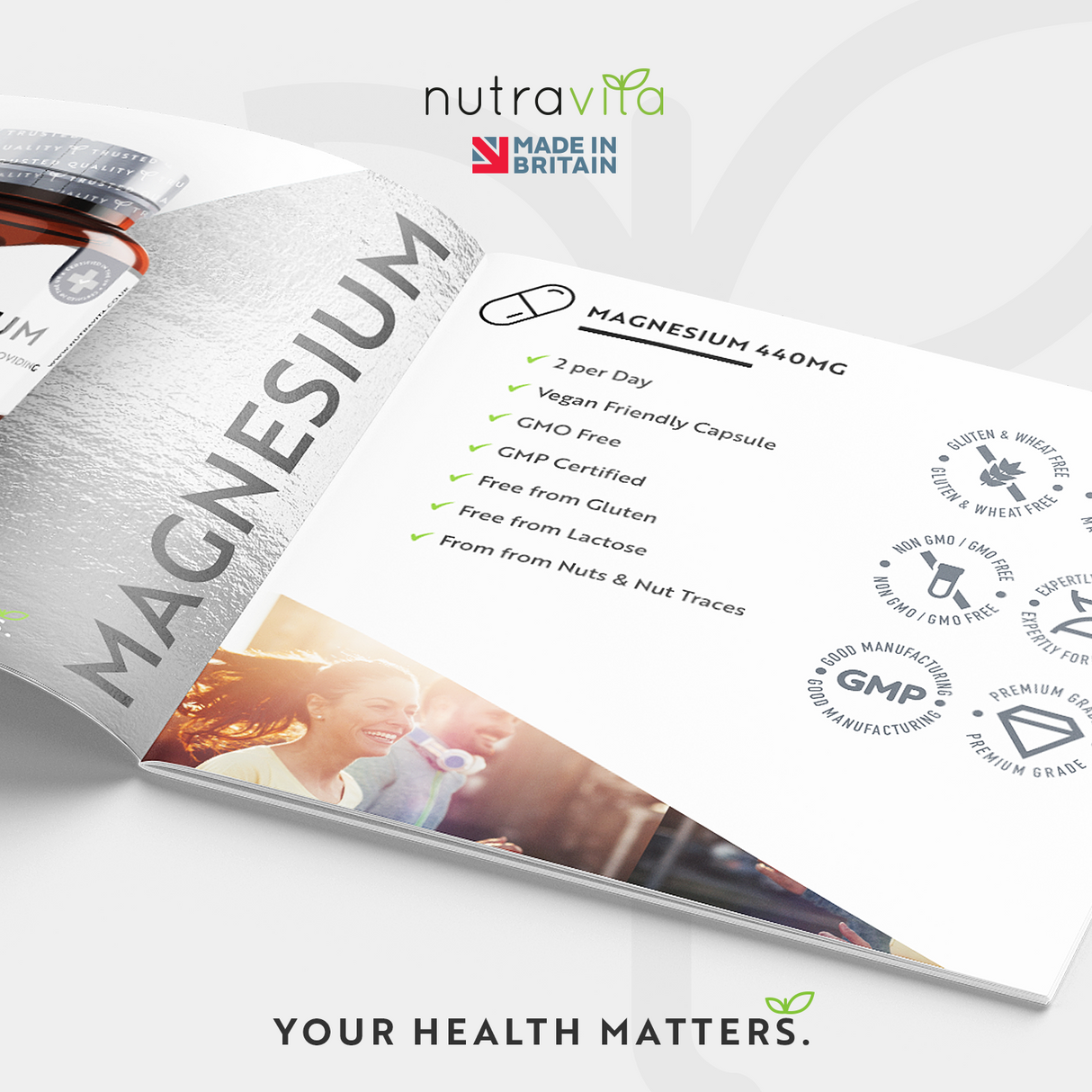 Magnesium 220 mg (two-component) - 180 capsules - Nutra Best Europe