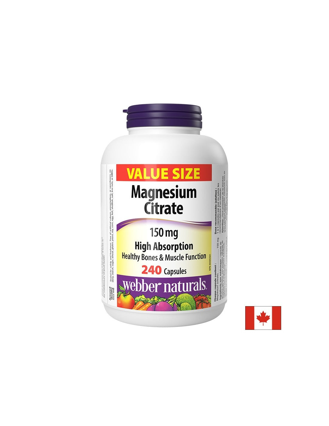Muscle and nervous system relaxation - Magnesium citrate (with high absorption) 150 mg, 240 capsules