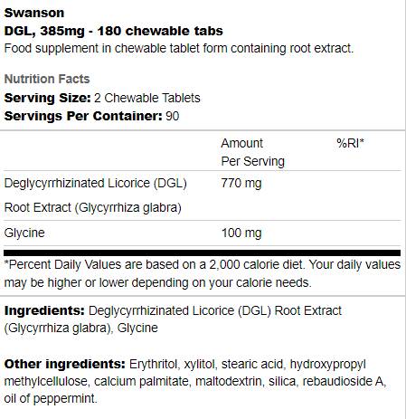 DGL 385 mg 180 Chewable tablets