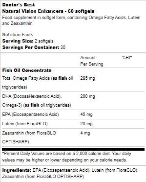 BEST Natural Vision Enhancers - 60 Gel Capsules