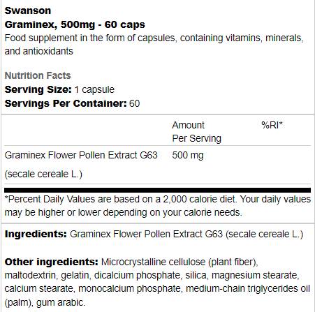 Graminex 500mg | Flower Pollen Extract 60 capsules