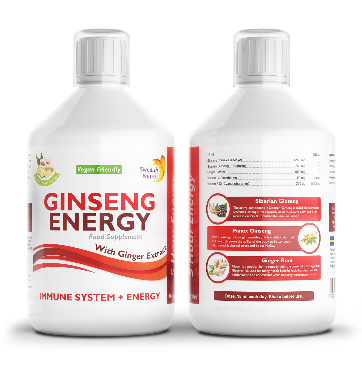 Ginseng 2000 mg - with ginger extract - 500 ml - Nutra Best Europe