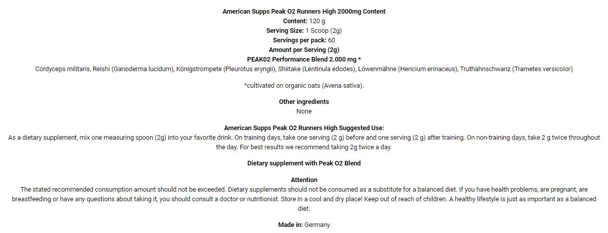 Peak O2 | The Runners High - 120 grams
