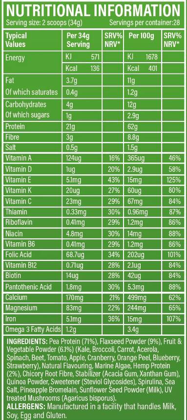 Superfood Greens Powder - 952 grams
