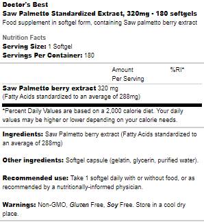 BEST Saw Palmetto 320 mg - 180 Gel capsules