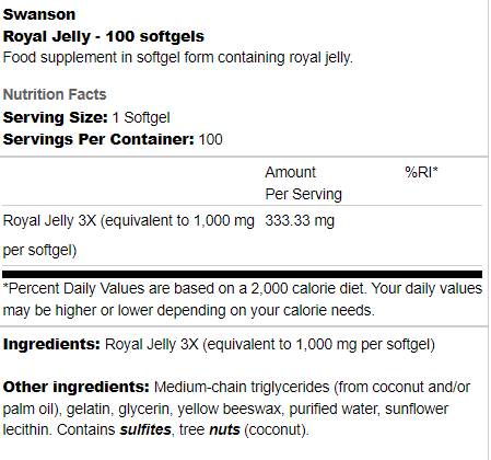 Royal Jelly 333 mg 100 Gel capsules