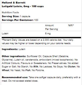 Lutigold | Lutein 6 mg - 100 capsules