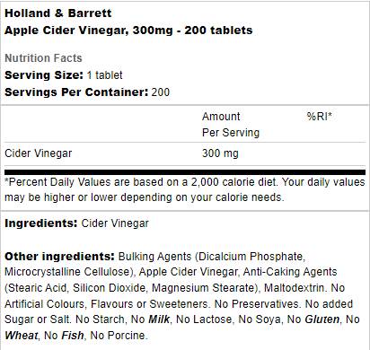 Apple Cider Vinegar 300 mg - 400 Tablets