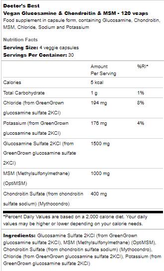 Vegan Glukosamin & Chondroitin & MSM - 120 tobolek