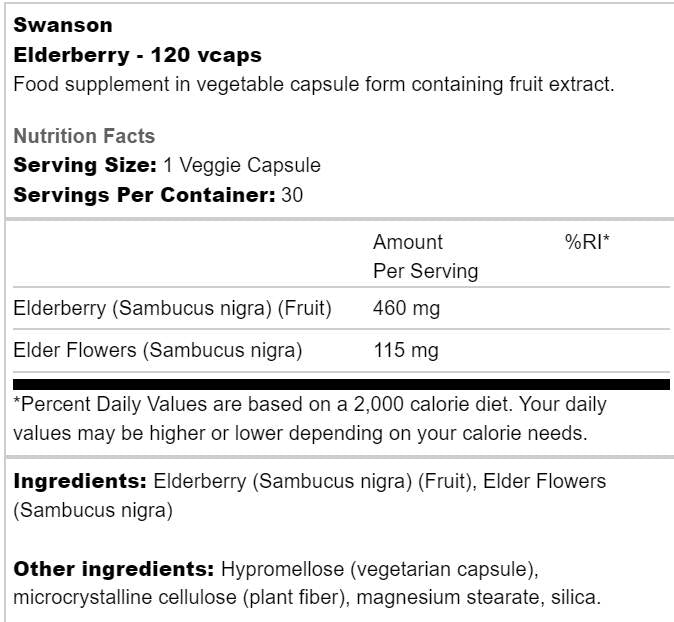 Elderberry 575 mg 60 capsules