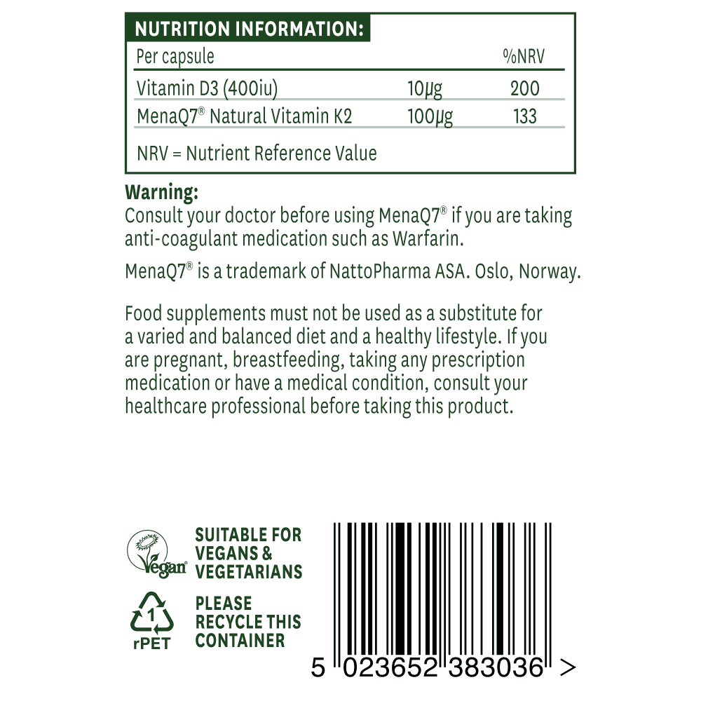 Natūralus vitaminas K2 + D3 (vitaminas K2 + D3) 100mcg 30 kapsulės natureSaid