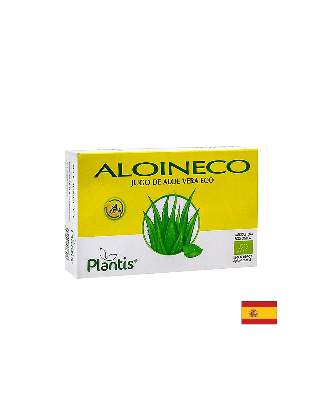 Organiczny sok z aloesu (bez aloin) - Aloin Eco Zumo de Aloe Eco / Sin Aloina / Plantis®, 20 ampulacji