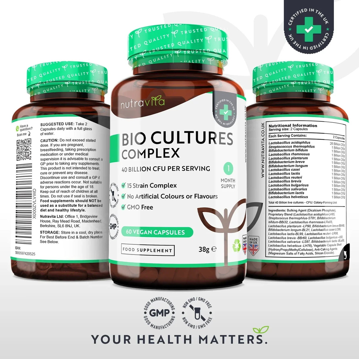 Probiotic 20 billion CFU 15 strains /60 capsules, 60 doses/ Nutravita