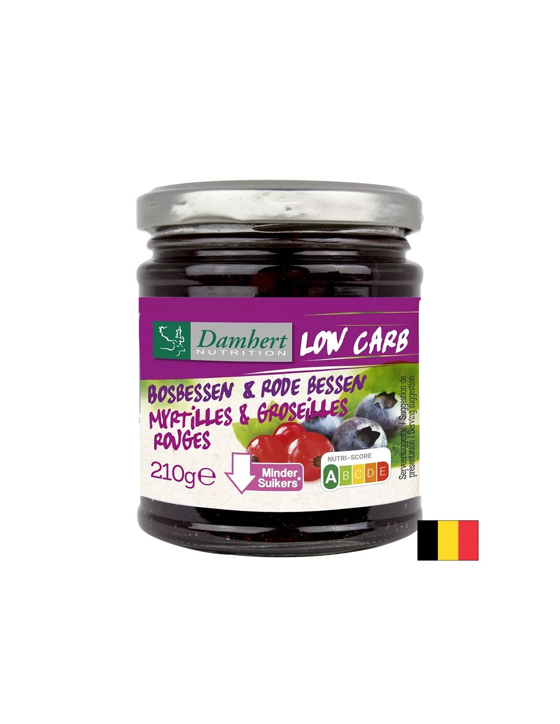 Jam de arándanos y groseros negros con bajo contenido de azúcar y carbohidratos, 210 g