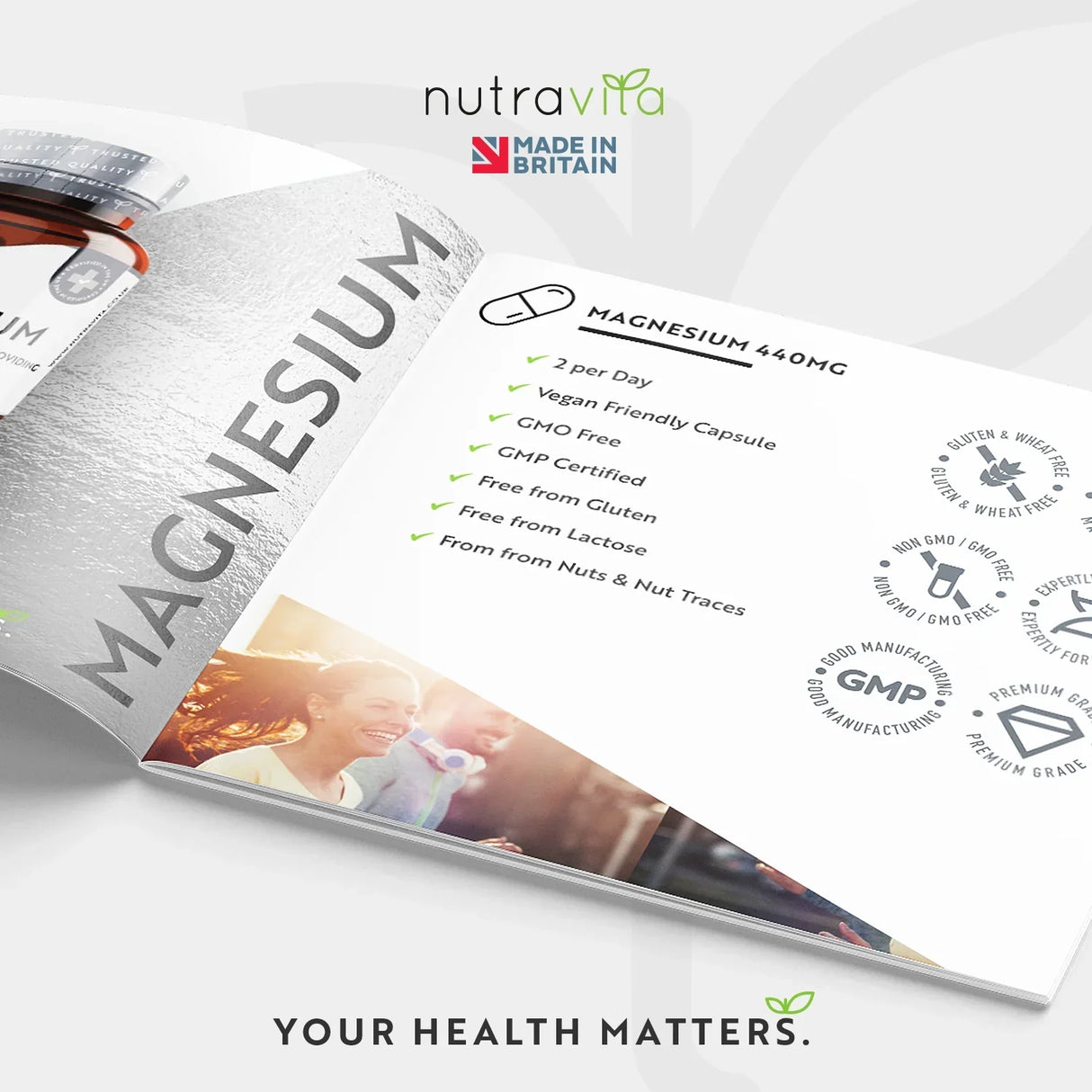 Magnesium (Citrat) 1480 mg (440 mg Pure Magnesium) - 180 Vegan Kapselen