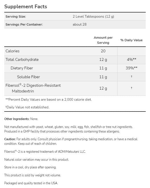 Prebiotic Fiber with Fibersol®-2 - 340 grams