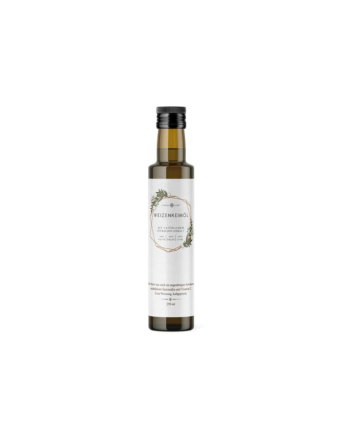 Wheat germ oil, cold pressed, provides pure vitamin E, 250 ml
