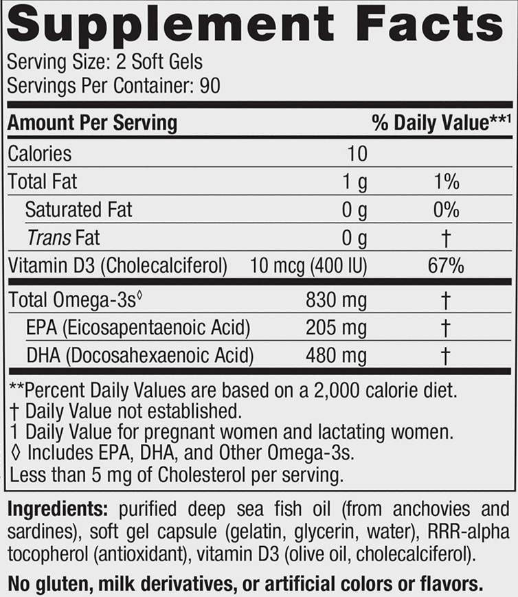 Prenatal DHA 830 mg | With 400 IU D3 - 180 Gel capsules