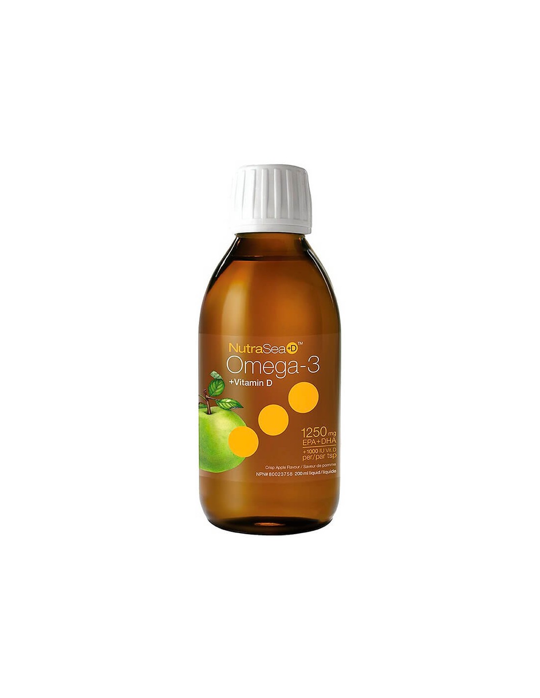 Omega -3 1250 mg + vitamina D3 1000 IU - Nutrasea + D ™ - Fórmula líquida altamente digestible, 200 ml, sabor a manzana verde