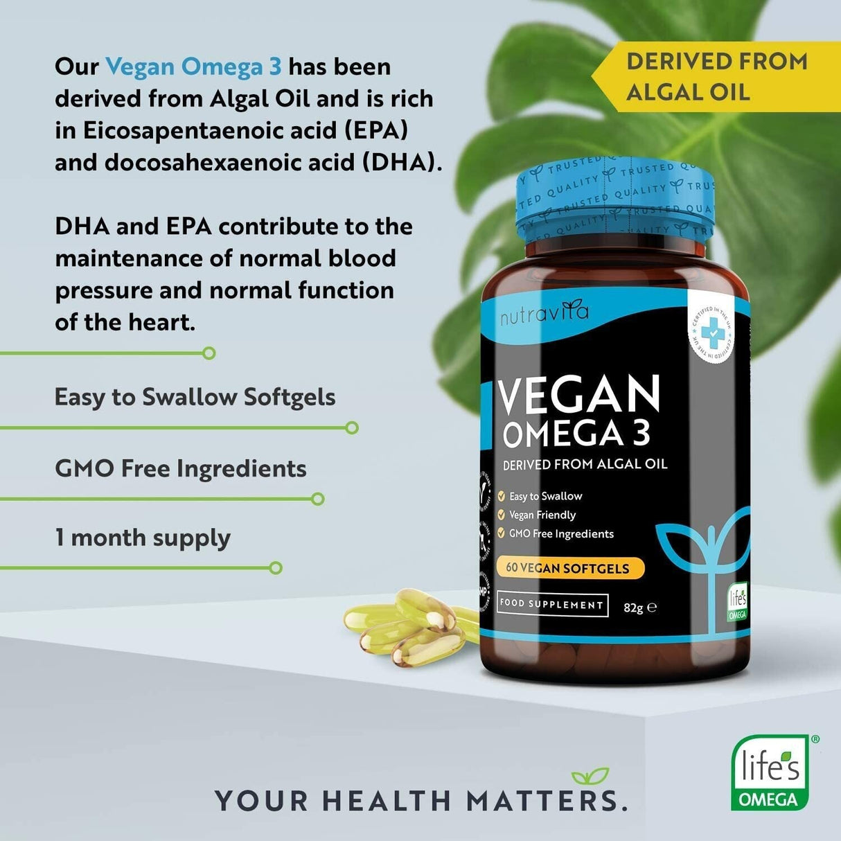 Vegan Omega 3 - 2000 mg /60 vegan gel capsules/
