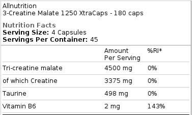 3 -Creatine Malate 1250 Xtracaps - 180 tobolek