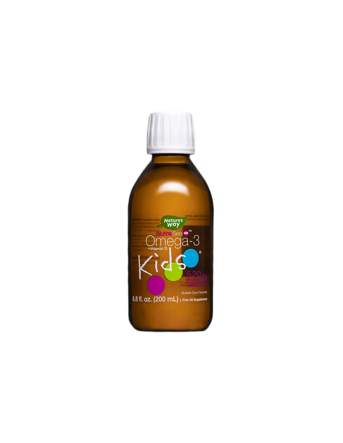 Omega -3 + vitaminas D3 vaikams - „Nutrasea“ vaikams - labai normali skysta formulė, 200 ml, su kramtomosios gumos skoniu