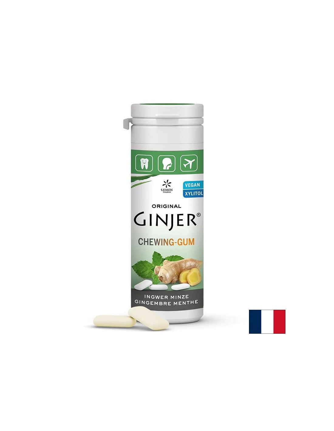 Ginger gum with mint, 30 g (20 pieces) Lemon Pharma