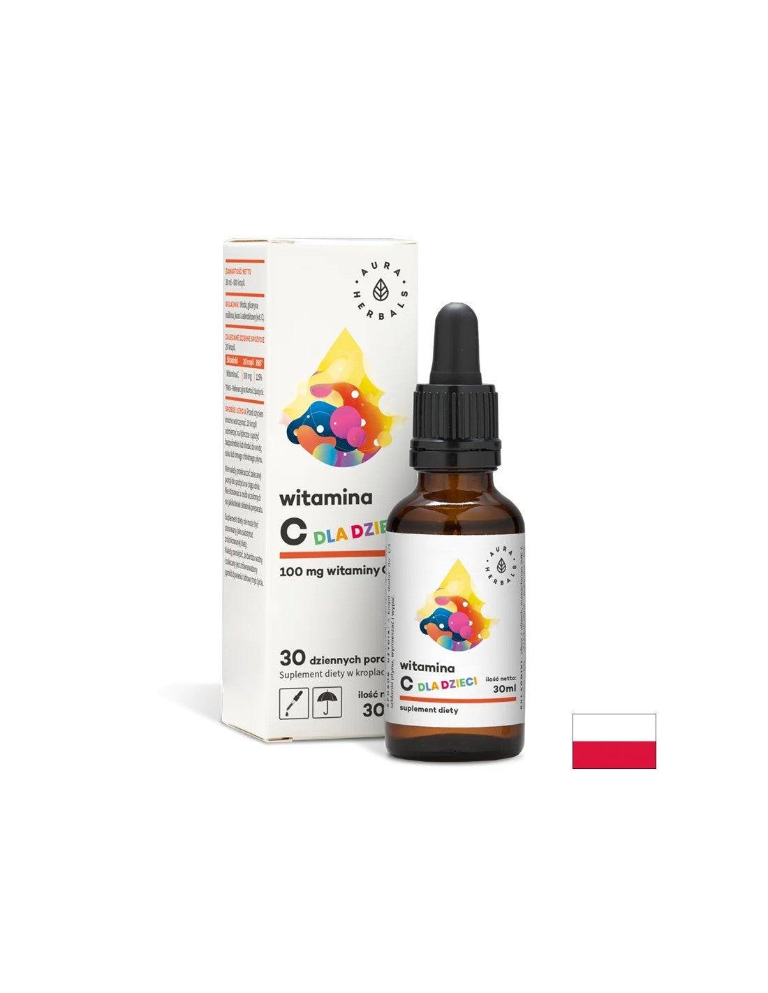 Immunitéit - Vitamin c fir Kanner, 30 ml Aura Kraider fällt erof