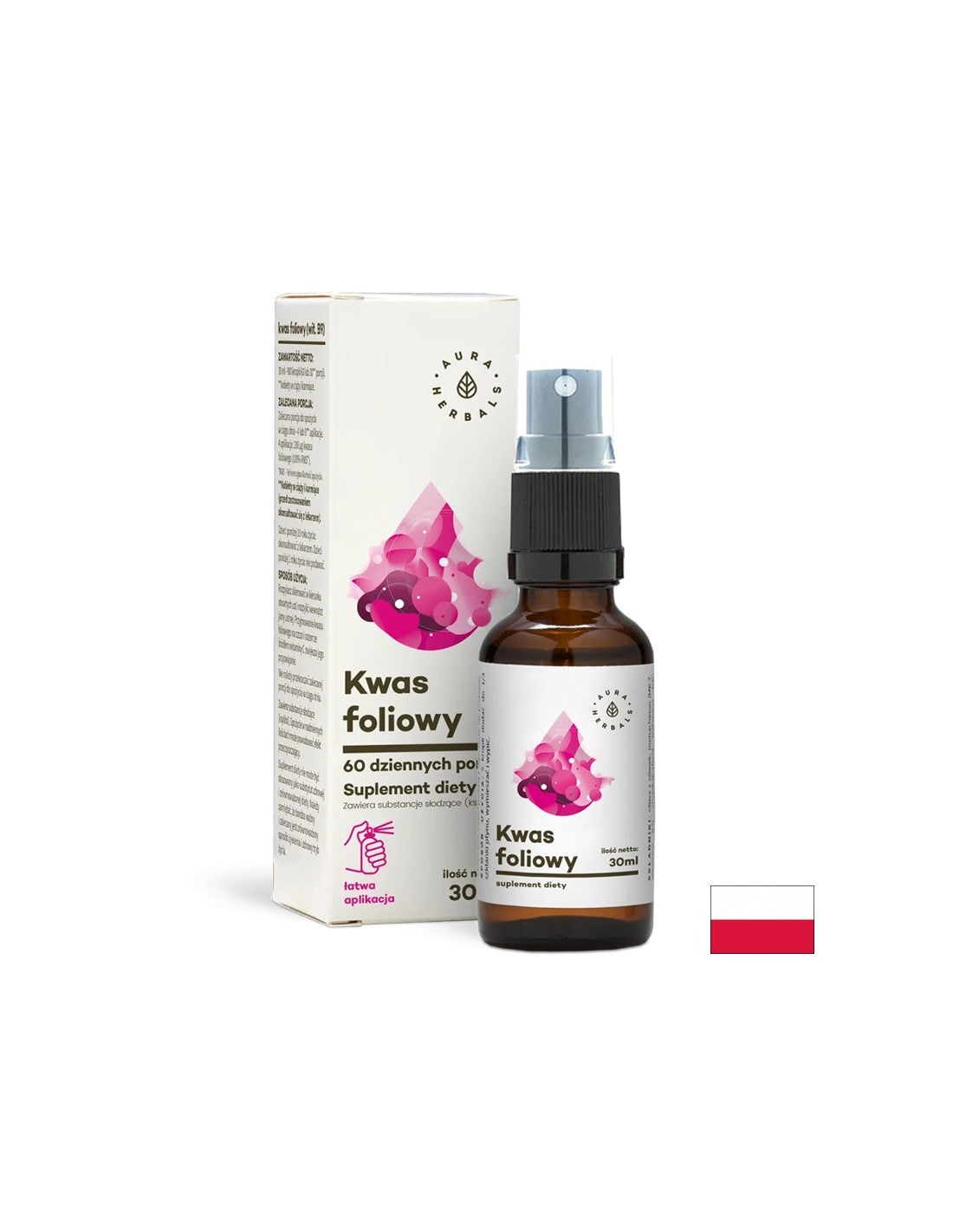 Folio rūgštis, burnos purškalas 30 ml auros žolelių