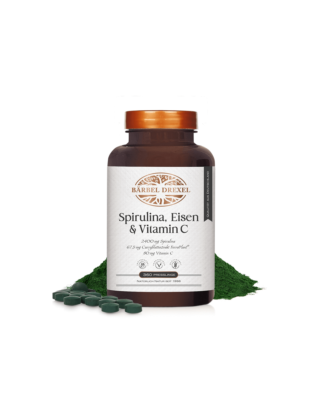 Spirulina & Curry Iron & Acerola Vitamin C - Anemia & Fatigue Formula, 360 Tablets