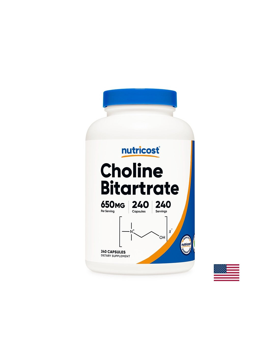 Brain Function - Choline Bitartrate (Vitamin B4), 240 Nutricost Capsules