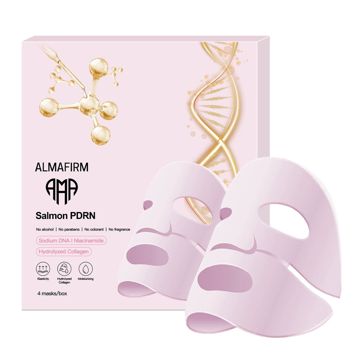 Korean face mask with salmon DNA, peptides, collagen, panthenol and niacinamide - 4 pieces in a box