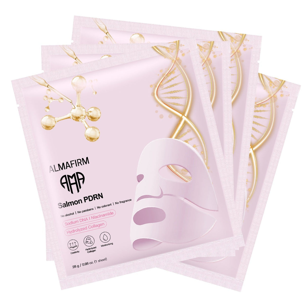 Korean face mask with salmon DNA, peptides, collagen, panthenol and niacinamide - 4 pieces in a box